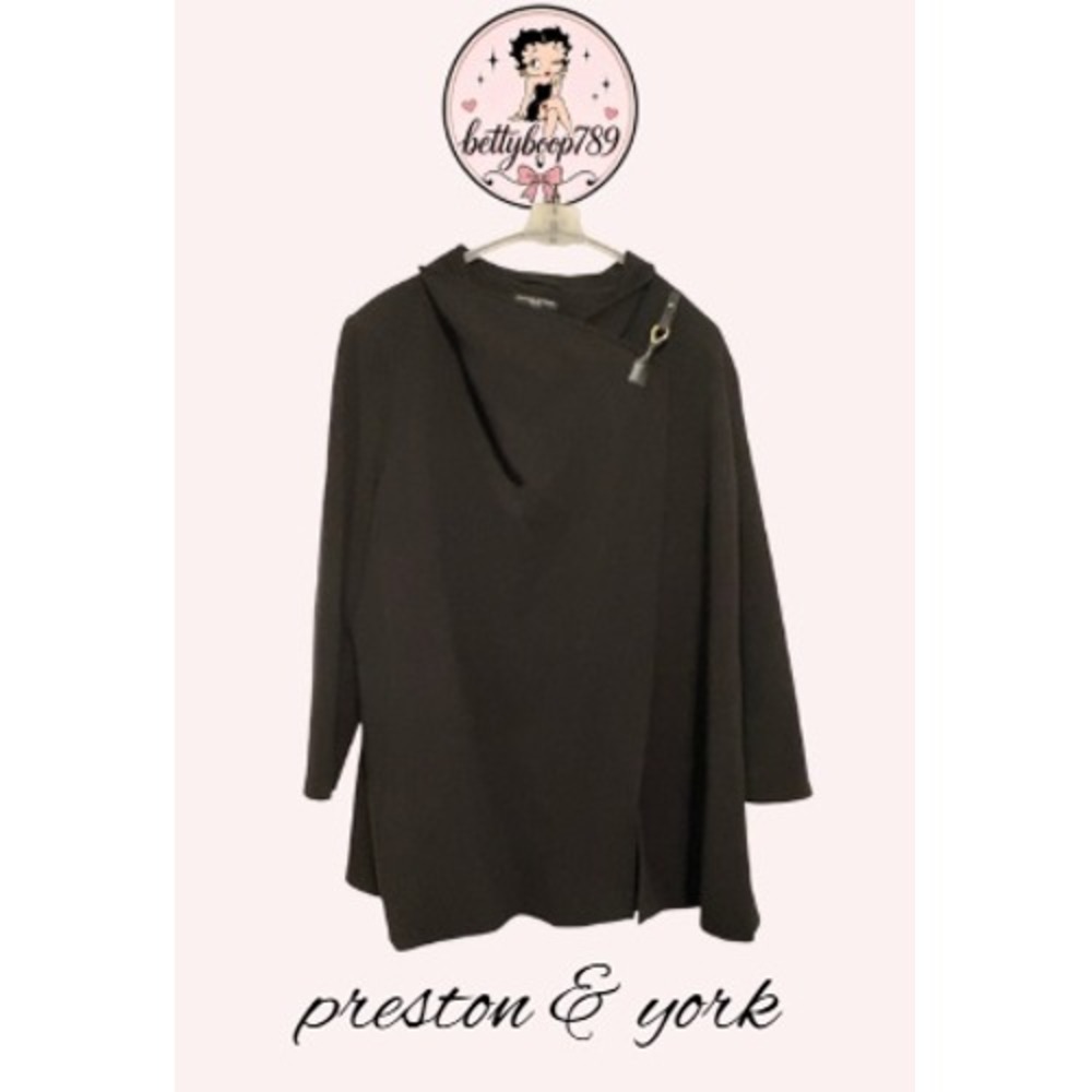 Preston & York Woman Black Asymmetric Wrap Jacket 3X NWT CP727W